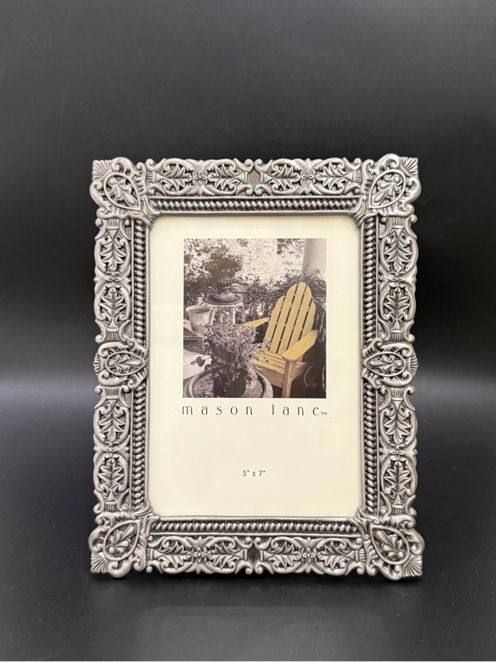 MASON LANE Ornate Silver Metal Photo Picture Frame 5”X7”